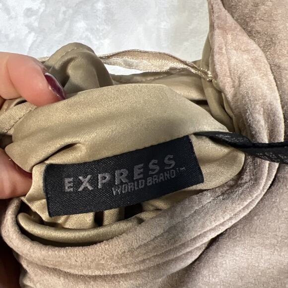 Express world brand tan genuine leather sundress size 9/10 - Picture 3 of 12